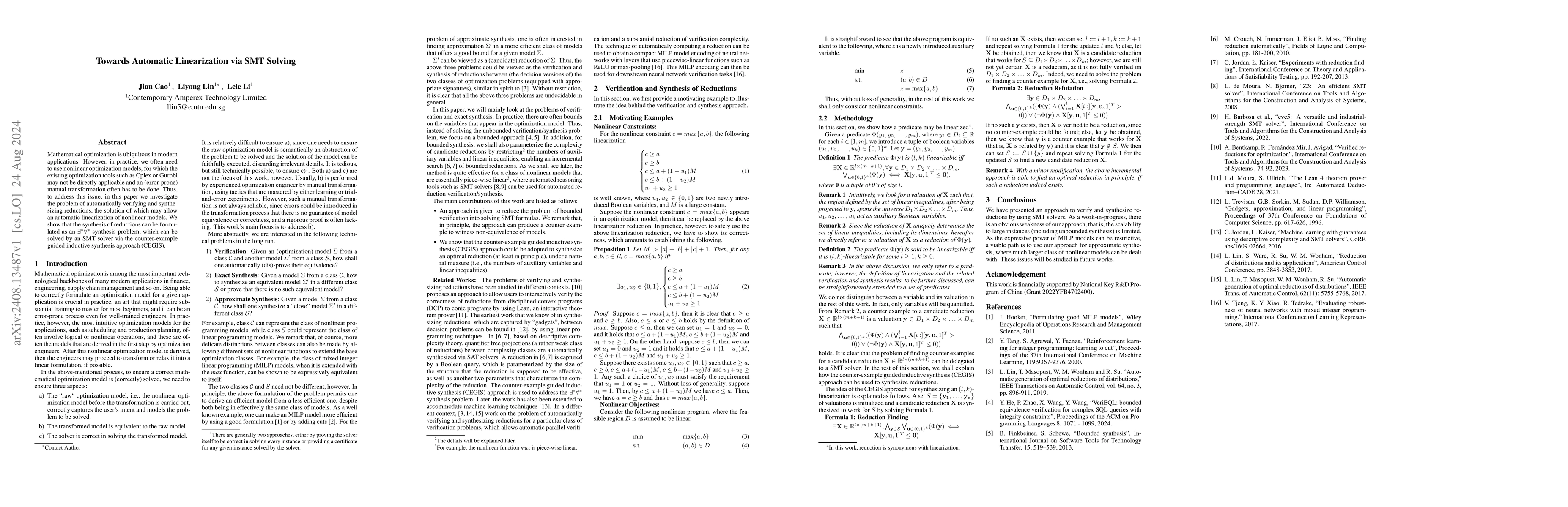 Thumbnail for Towards Automatic Linearization via SMT Solving