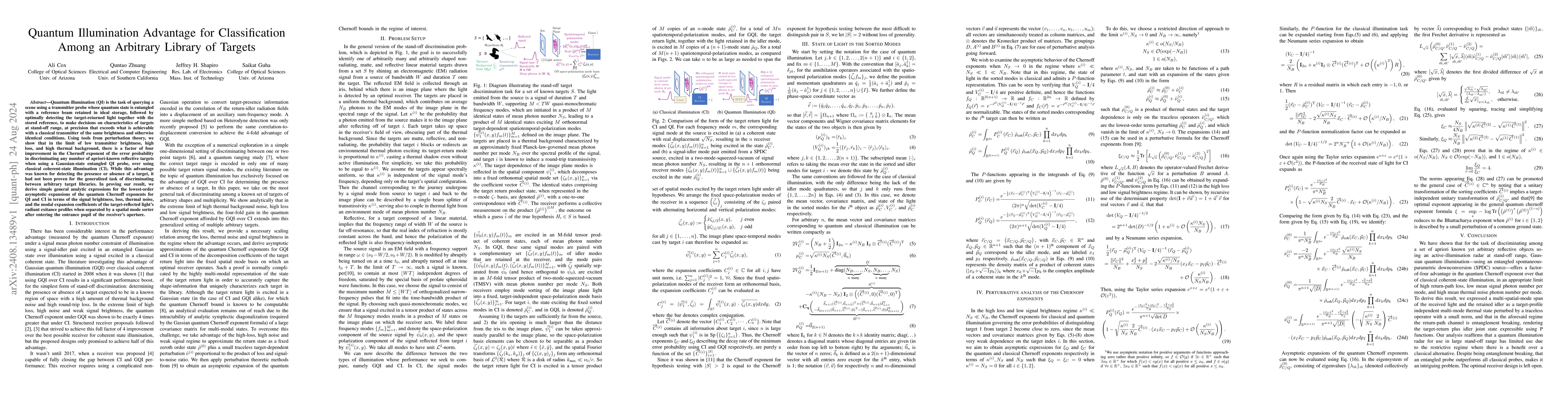 Thumbnail for Quantum Illumination Advantage for Classification Among an Arbitrary
  Library of Targets