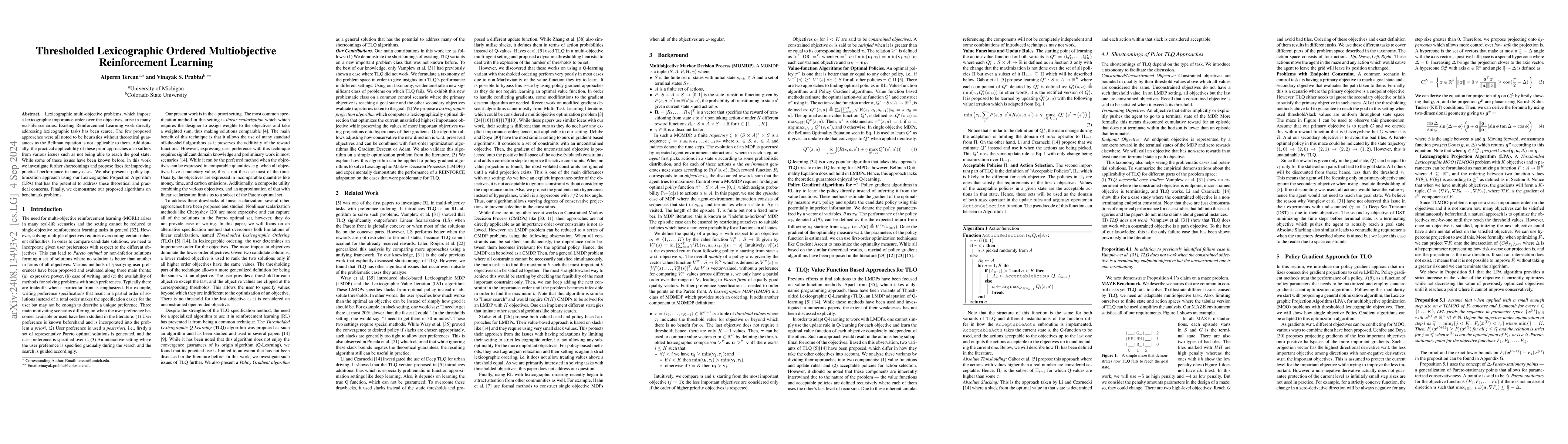 Thumbnail for Thresholded Lexicographic Ordered Multiobjective Reinforcement Learning