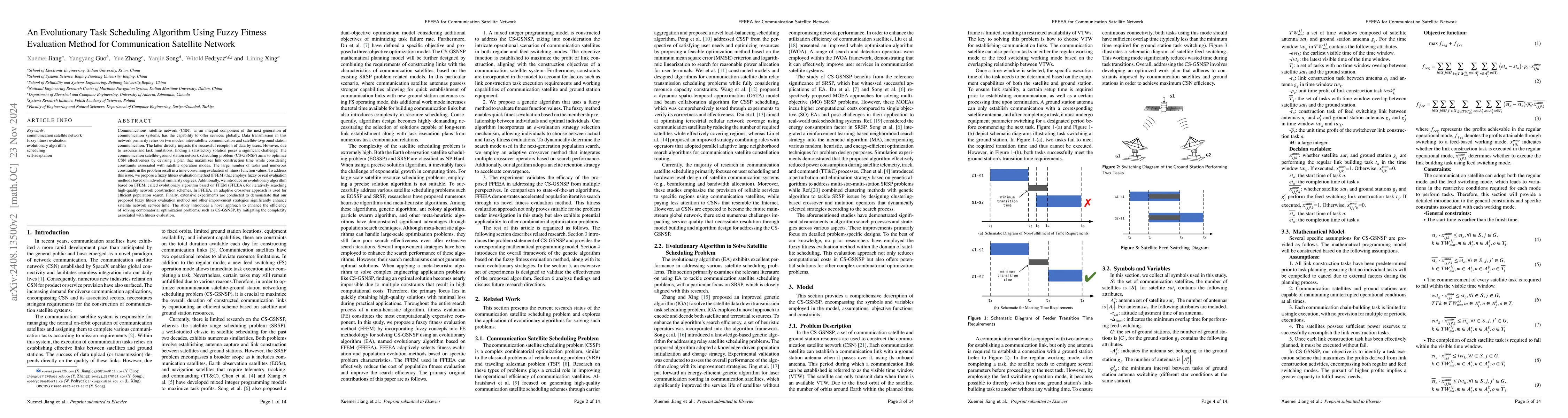 Thumbnail for An Evolutionary Task Scheduling Algorithm Using Fuzzy Fitness Evaluation
  Method for Communication Satellite Network