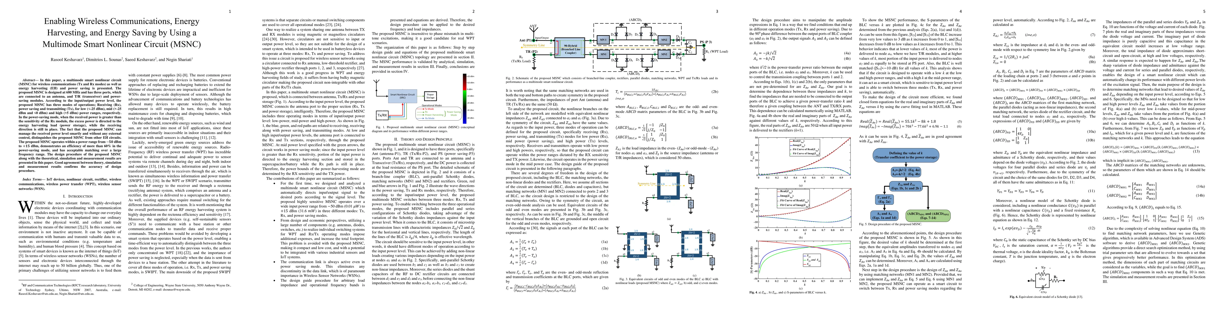 Thumbnail for Enabling Wireless Communications, Energy Harvesting, and Energy Saving
  by Using a Multimode Smart Nonlinear Circuit (MSNC)