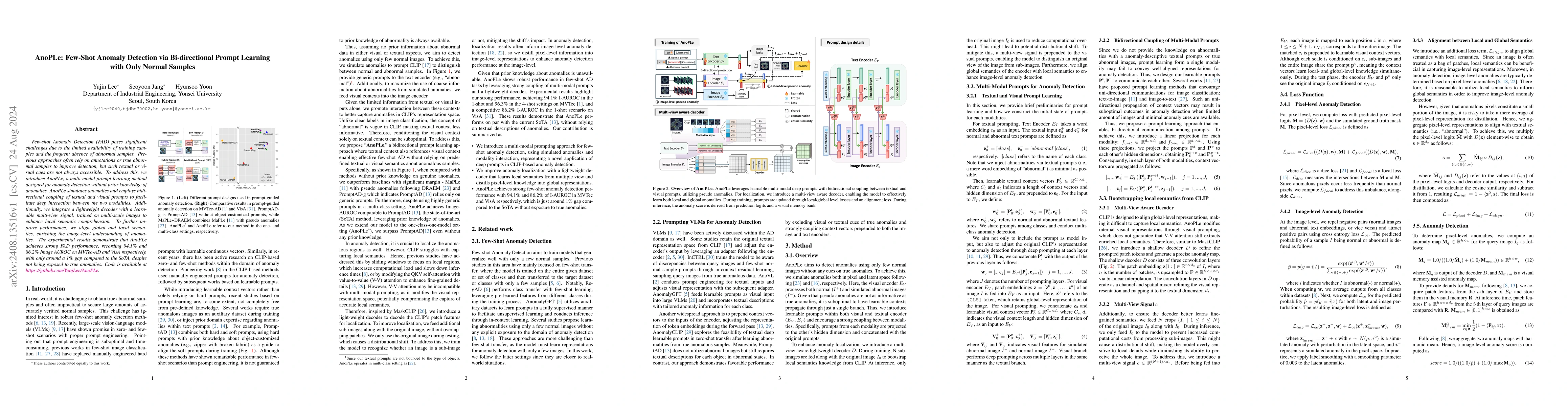 Thumbnail for AnoPLe: Few-Shot Anomaly Detection via Bi-directional Prompt Learning
  with Only Normal Samples