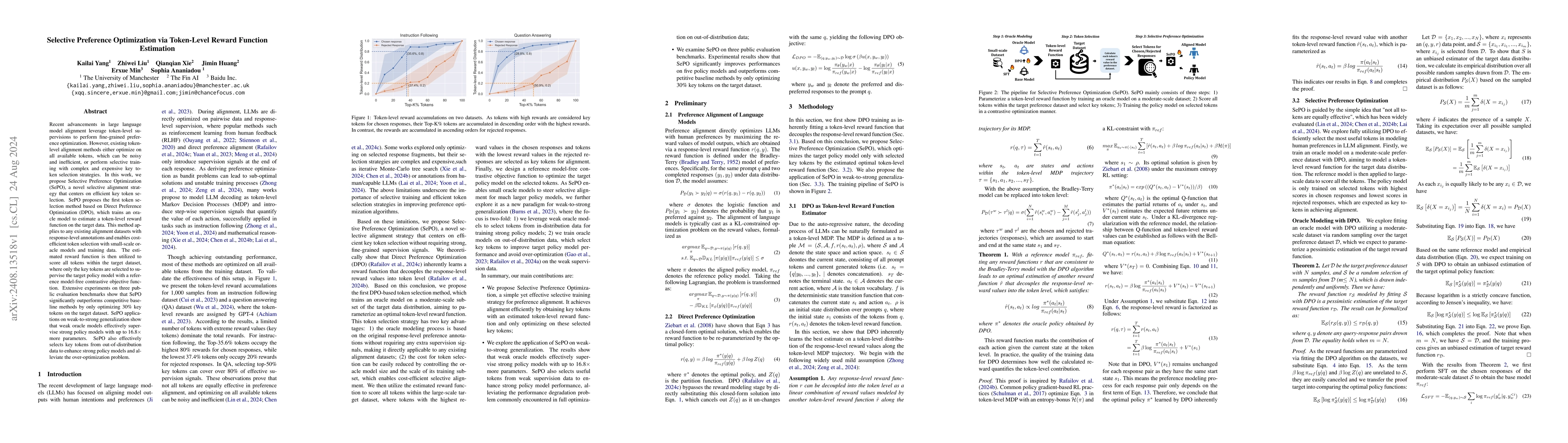 Thumbnail for Selective Preference Optimization via Token-Level Reward Function
  Estimation