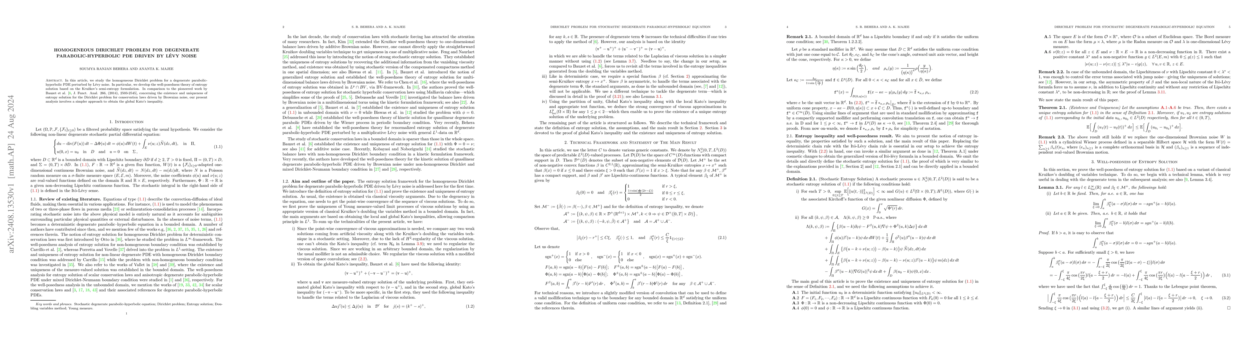 Thumbnail for Homogeneous Dirichlet problem for degenerate parabolic-hyperbolic PDE
  driven by Levy noise
