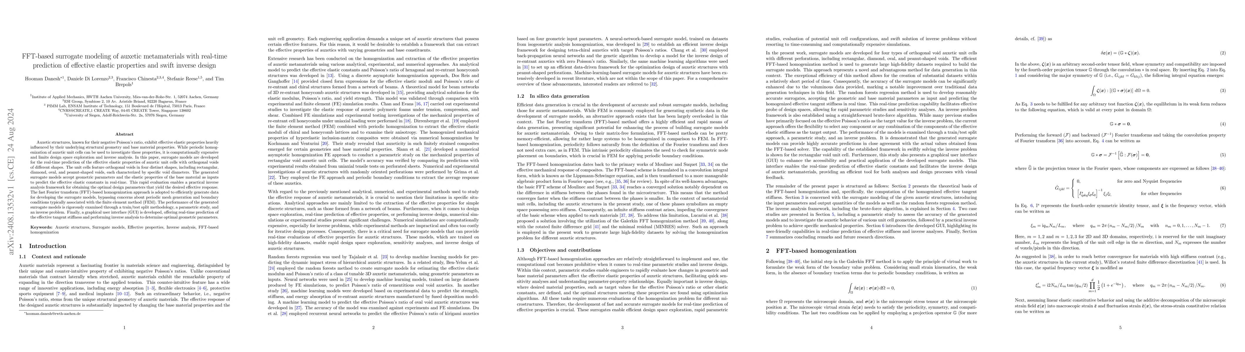 Thumbnail for FFT-based surrogate modeling of auxetic metamaterials with real-time
  prediction of effective elastic properties and swift inverse design