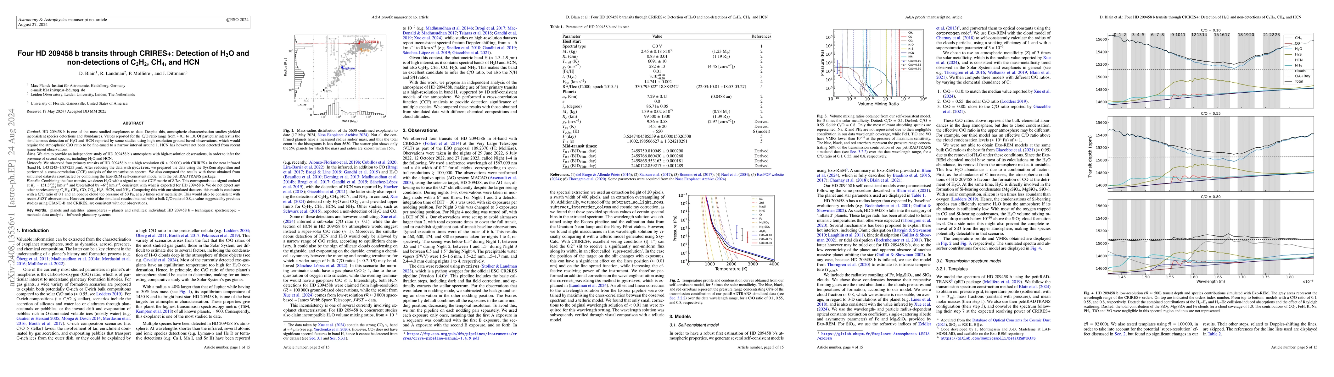 Thumbnail for Four HD 209458 b transits through CRIRES+: Detection of H$_2$O and
  non-detections of C$_2$H$_2$, CH$_4$, and HCN