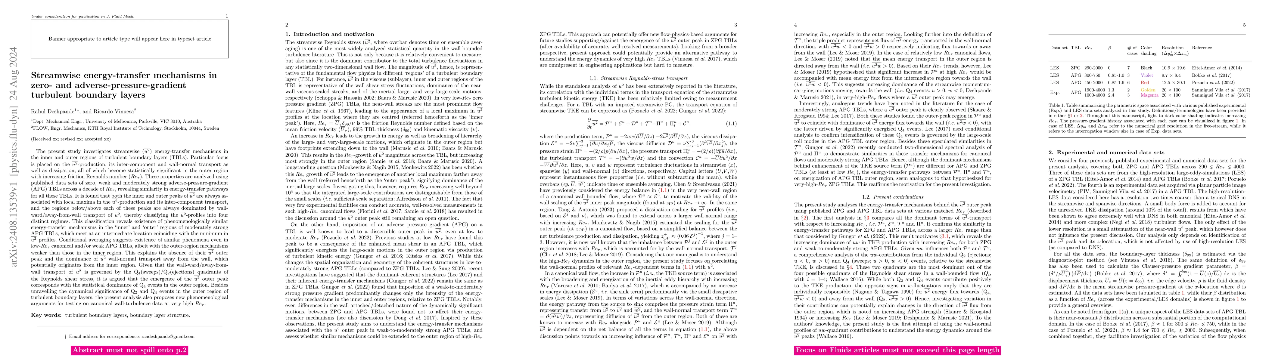 Thumbnail for Streamwise energy-transfer mechanisms in zero- and
  adverse-pressure-gradient turbulent boundary layers