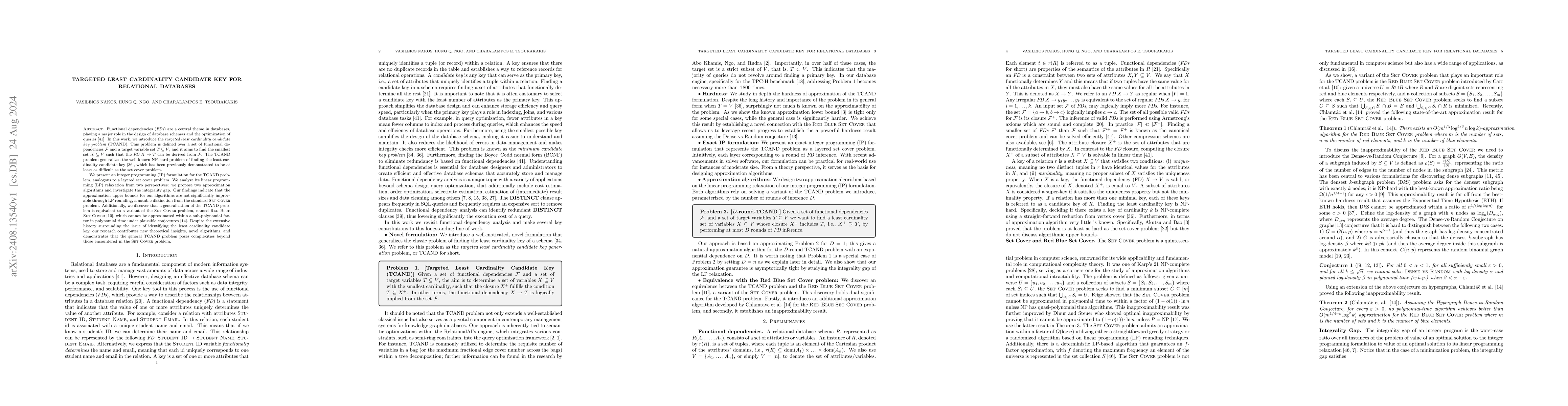 Thumbnail for Targeted Least Cardinality Candidate Key for Relational Databases