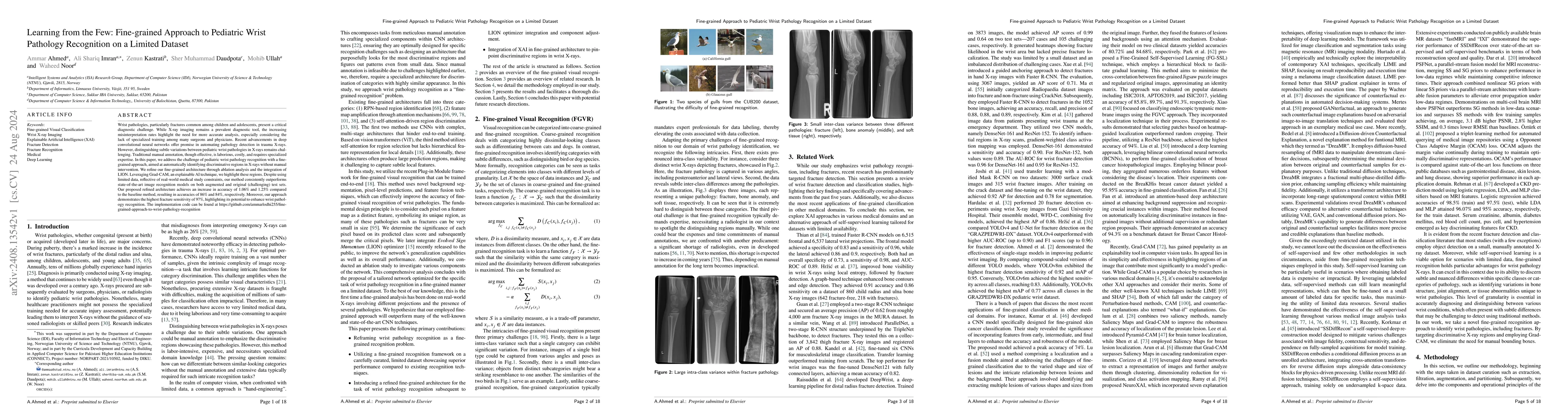 Thumbnail for Learning from the few: Fine-grained approach to pediatric wrist
  pathology recognition on a limited dataset