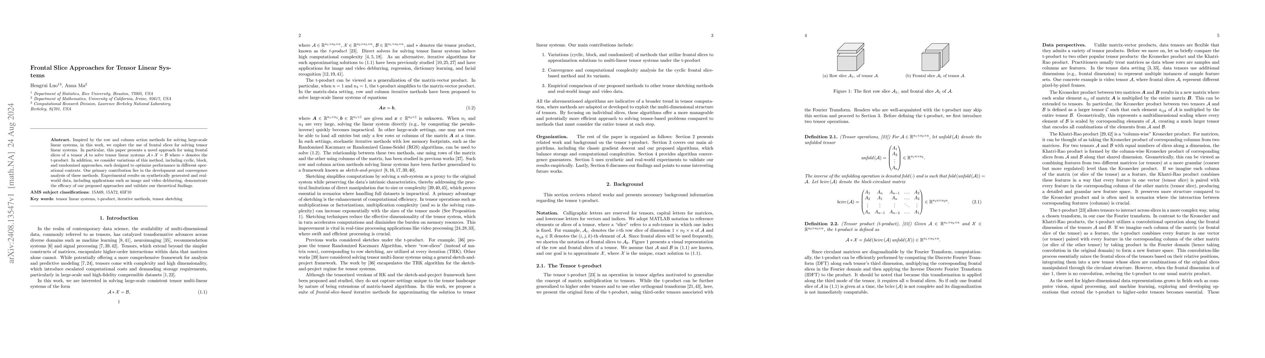Thumbnail for Frontal Slice Approaches for Tensor Linear Systems