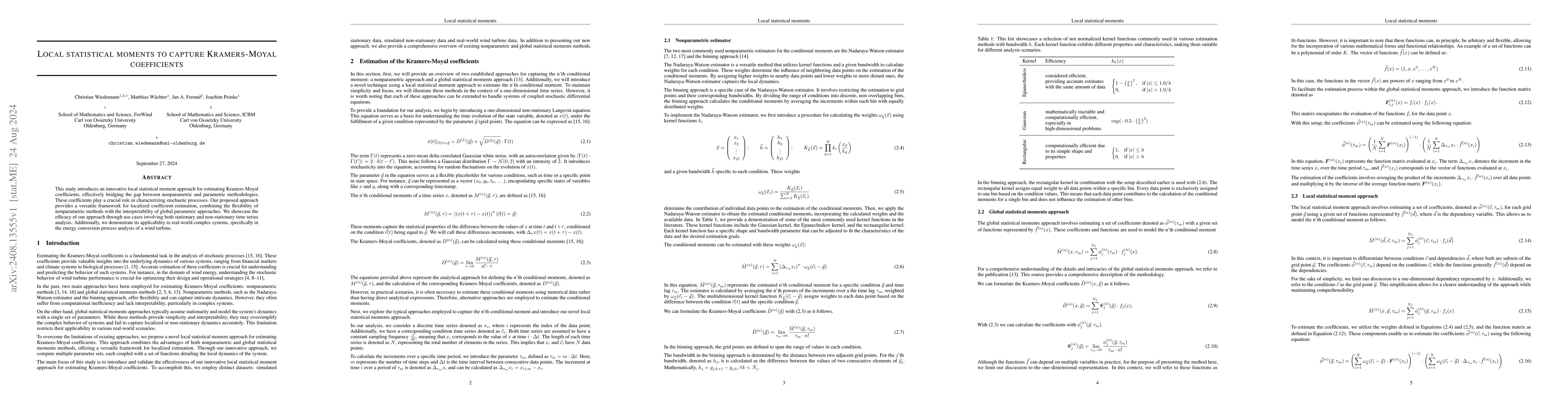 Thumbnail for Local statistical moments to capture Kramers-Moyal coefficients