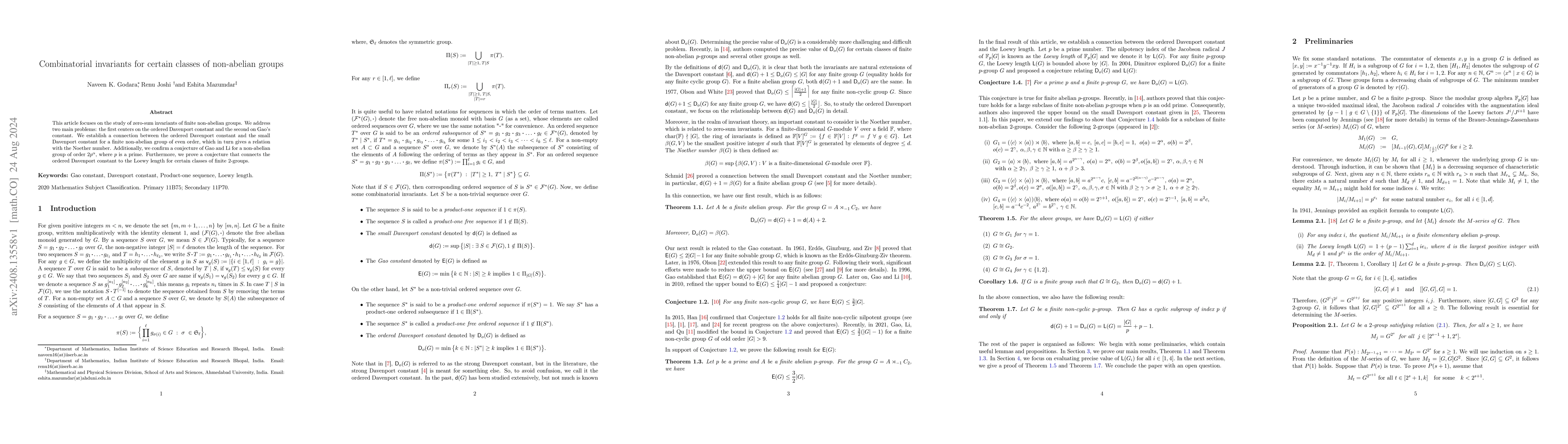 Thumbnail for Combinatorial invariants for certain classes of non-abelian groups