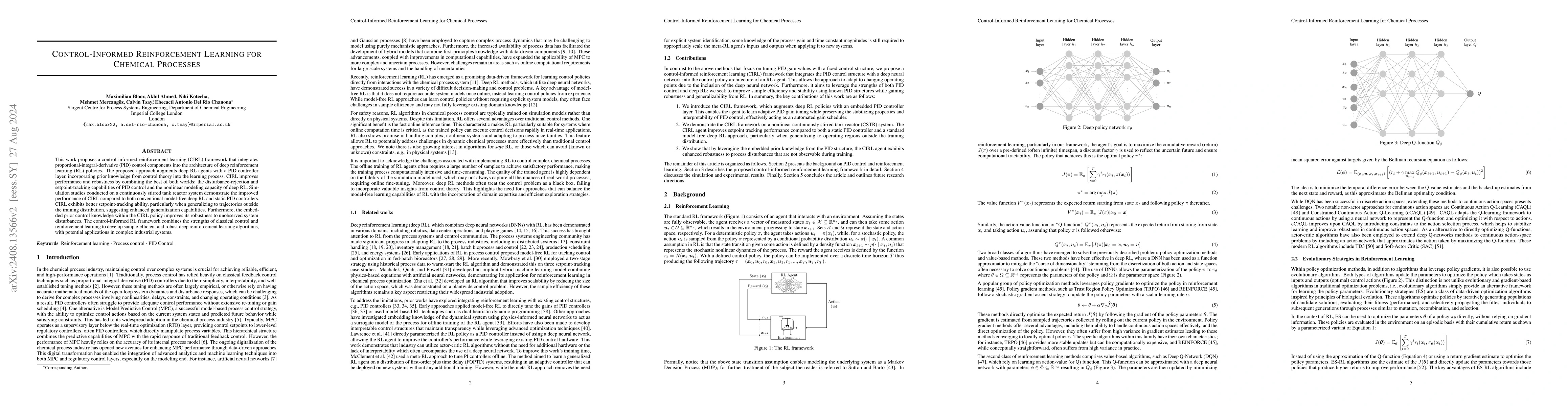 Thumbnail for Control-Informed Reinforcement Learning for Chemical Processes