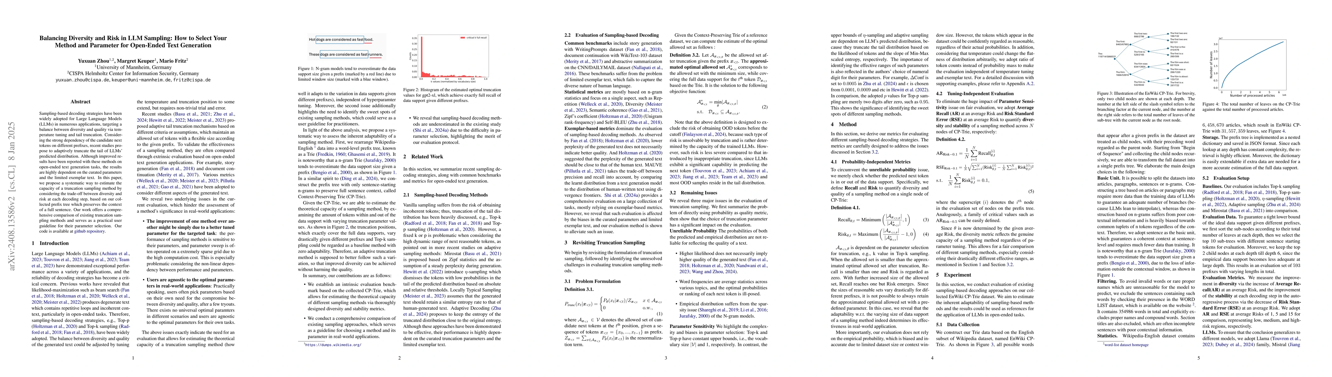 Thumbnail for Balancing Diversity and Risk in LLM Sampling: How to Select Your Method
  and Parameter for Open-Ended Text Generation