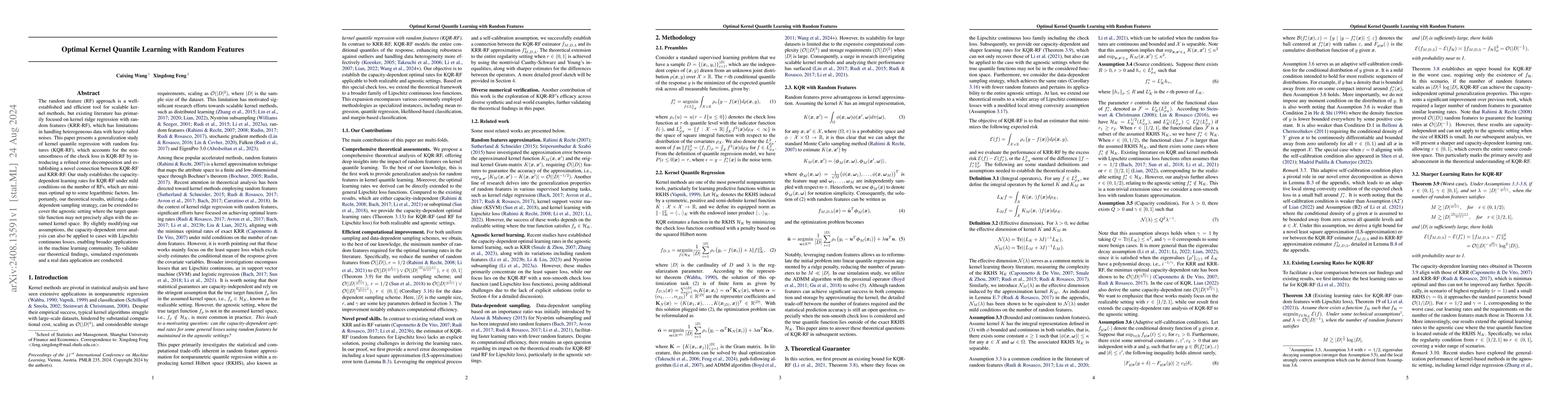 Thumbnail for Optimal Kernel Quantile Learning with Random Features