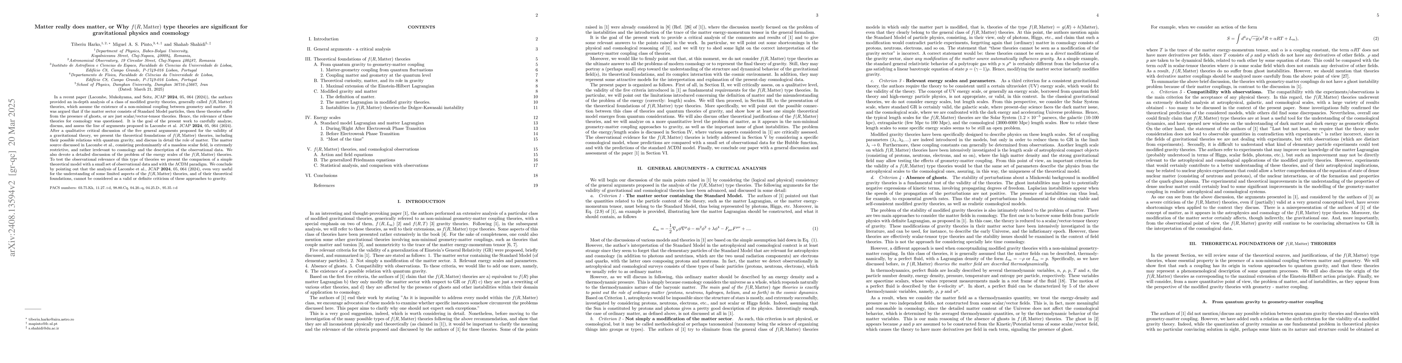 Thumbnail for Matter really does matter, or Why $f(R,{\rm Matter})$ type theories are
  significant for gravitational physics and cosmology