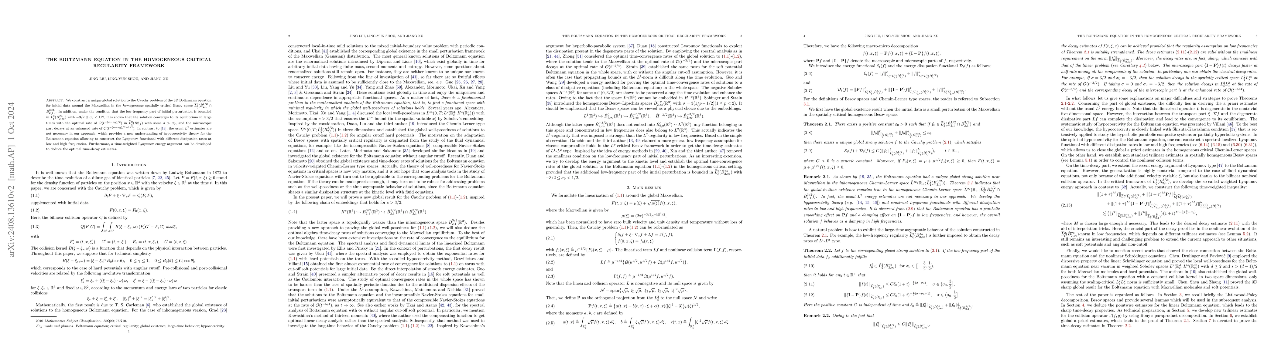 Thumbnail for The Boltzmann equation in the homogeneous critical regularity framework