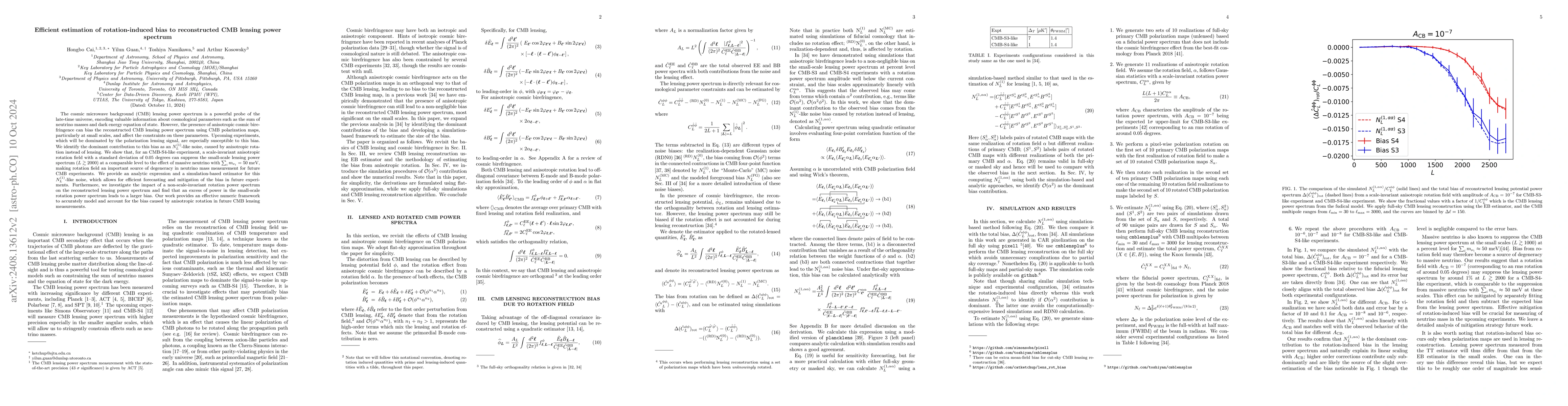 Thumbnail for Efficient estimation of rotation-induced bias to reconstructed CMB
  lensing power spectrum