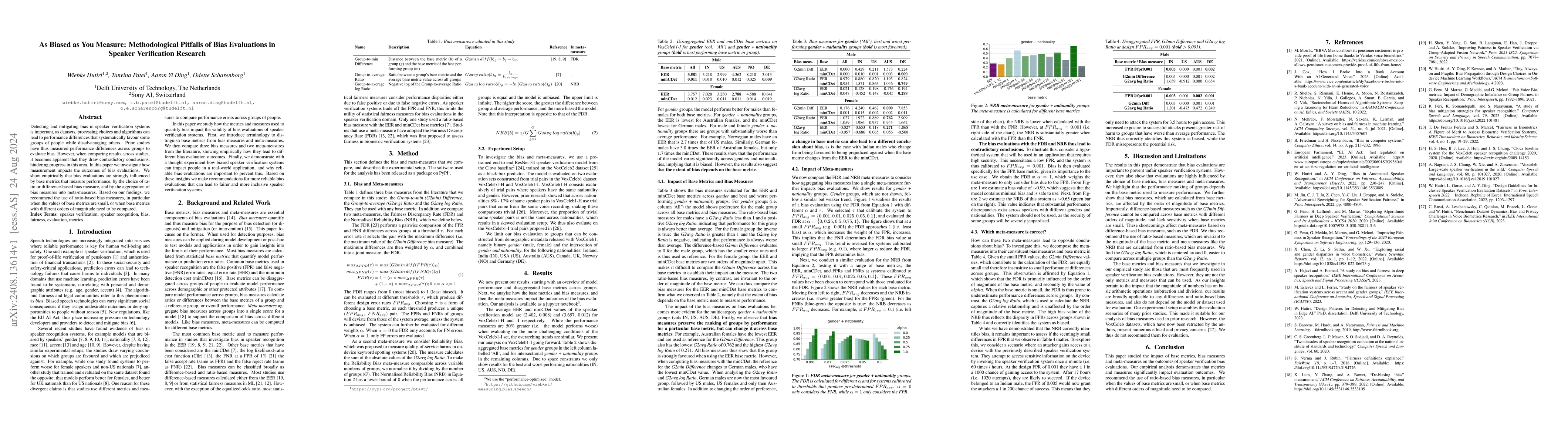 Thumbnail for As Biased as You Measure: Methodological Pitfalls of Bias Evaluations in
  Speaker Verification Research