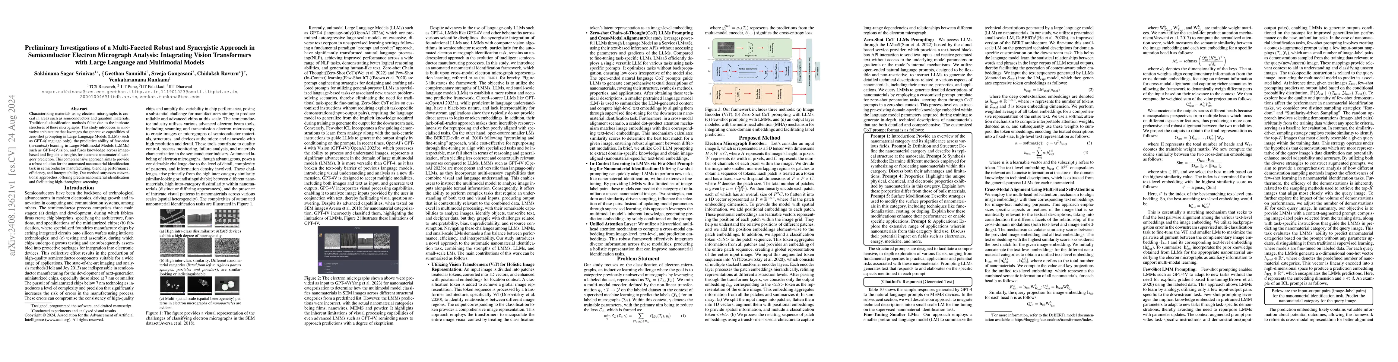 Thumbnail for Preliminary Investigations of a Multi-Faceted Robust and Synergistic
  Approach in Semiconductor Electron Micrograph Analysis: Integrating Vision
  Transformers with Large Language and Multimodal Models