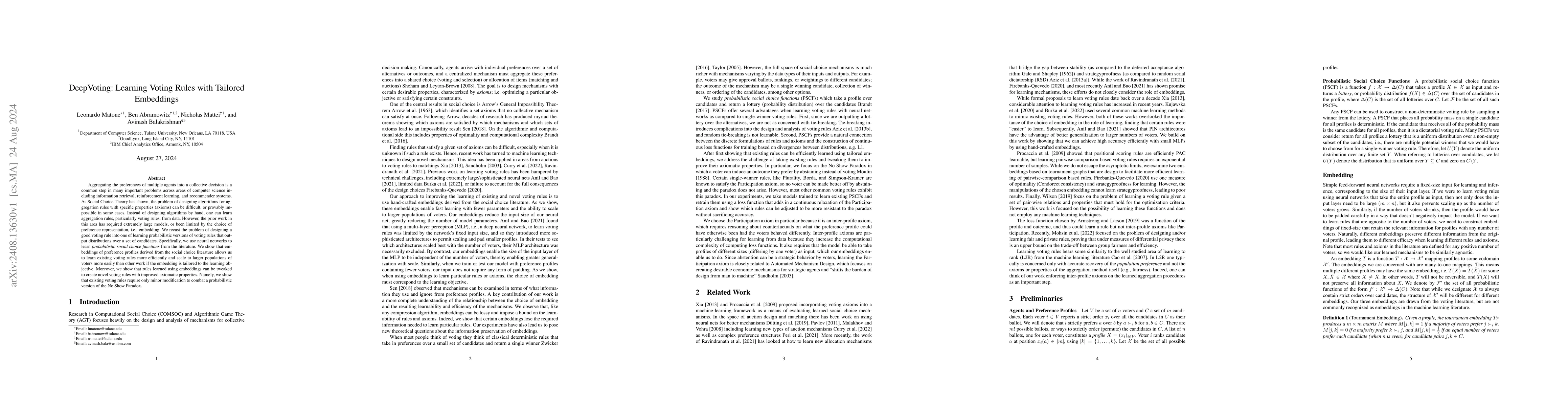 Thumbnail for DeepVoting: Learning Voting Rules with Tailored Embeddings