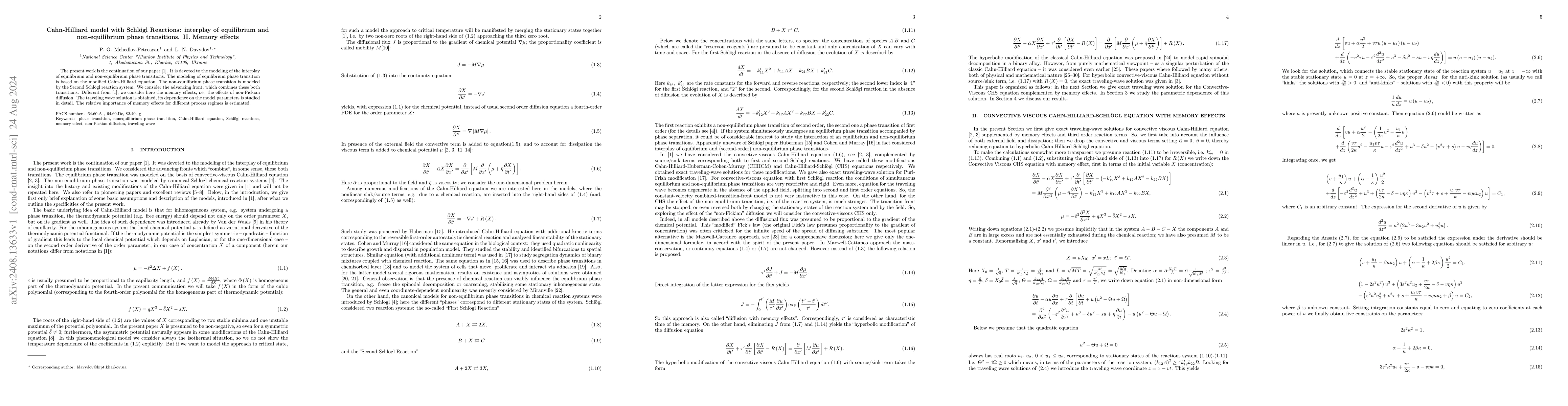 Thumbnail for Cahn-Hilliard model with Schlögl Reactions: interplay of equilibrium
  and non-equilibrium phase transitions. II. Memory effects