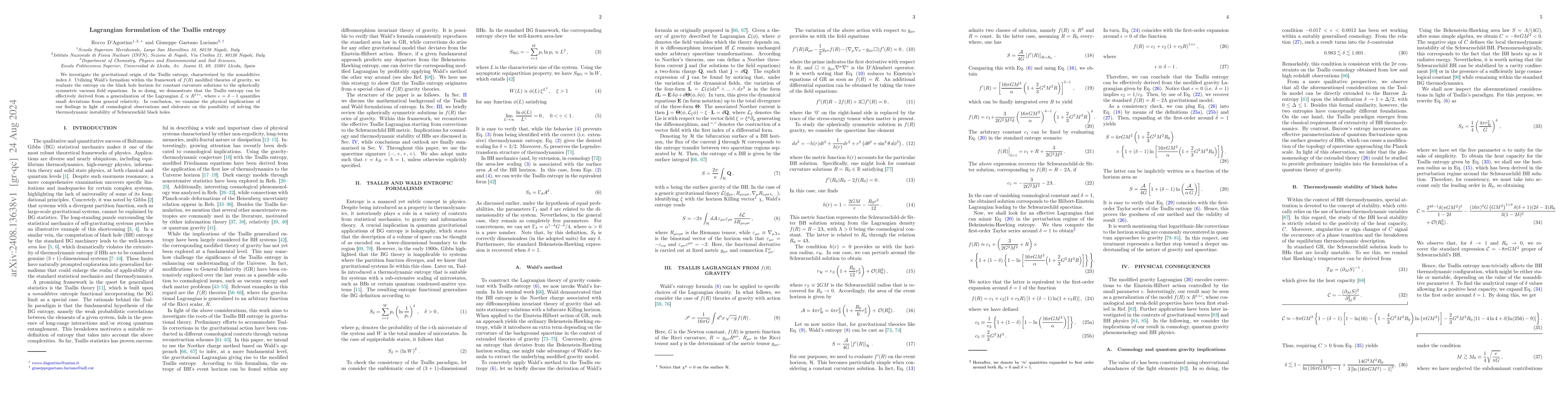 Thumbnail for Lagrangian formulation of the Tsallis entropy