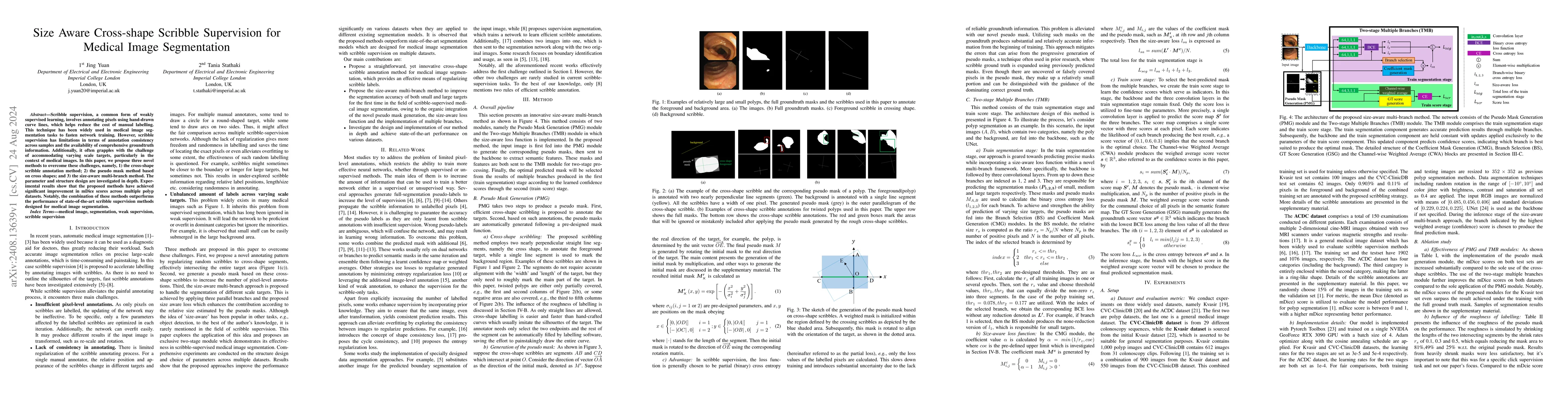 Thumbnail for Size Aware Cross-shape Scribble Supervision for Medical Image
  Segmentation