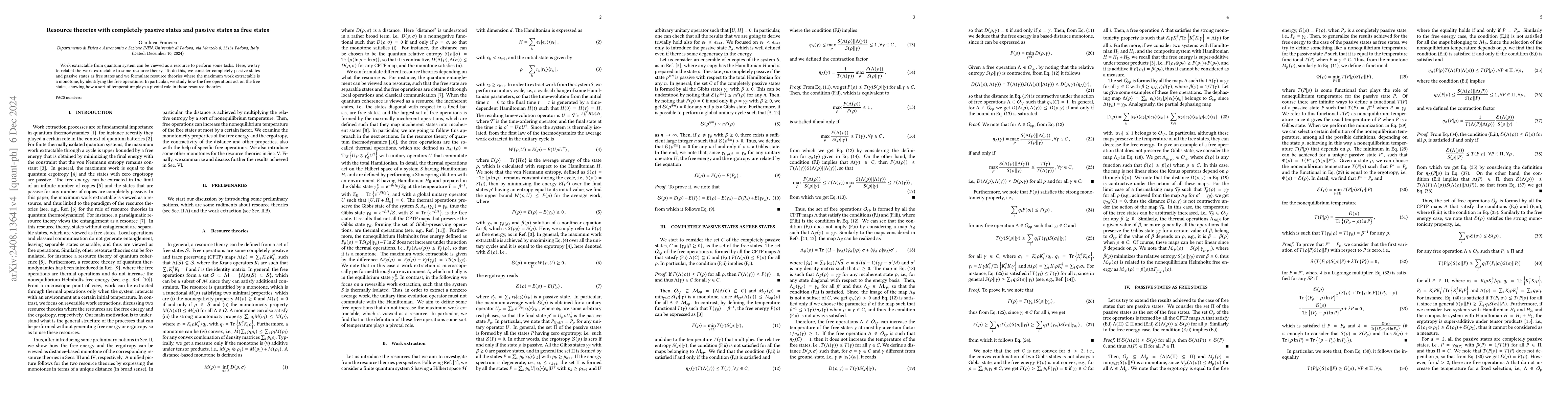 Thumbnail for Resource theories with completely passive states and passive states as
  free states
