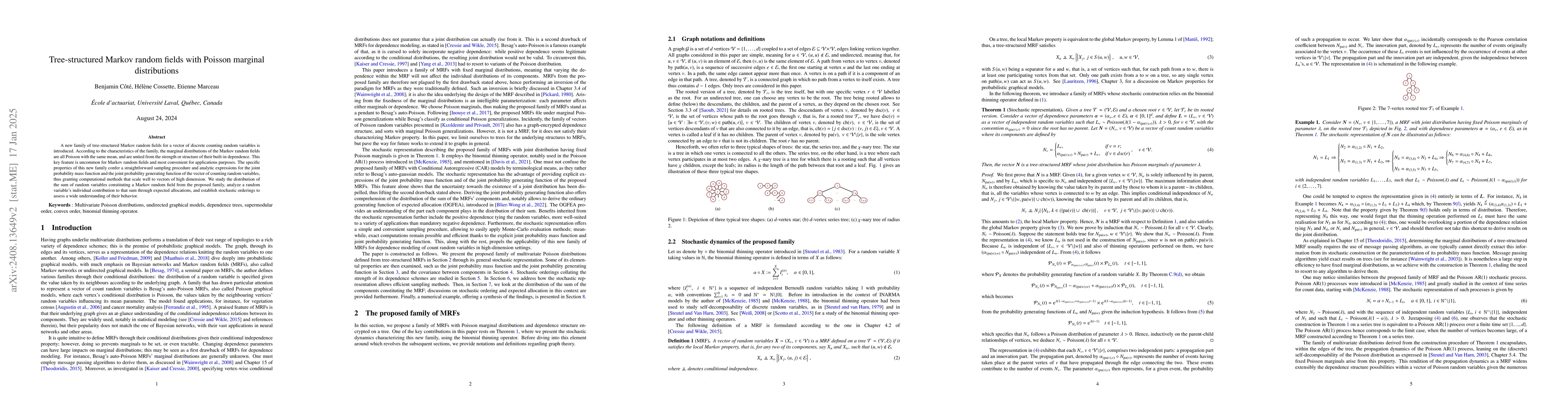 Thumbnail for Tree-structured Markov random fields with Poisson marginal distributions