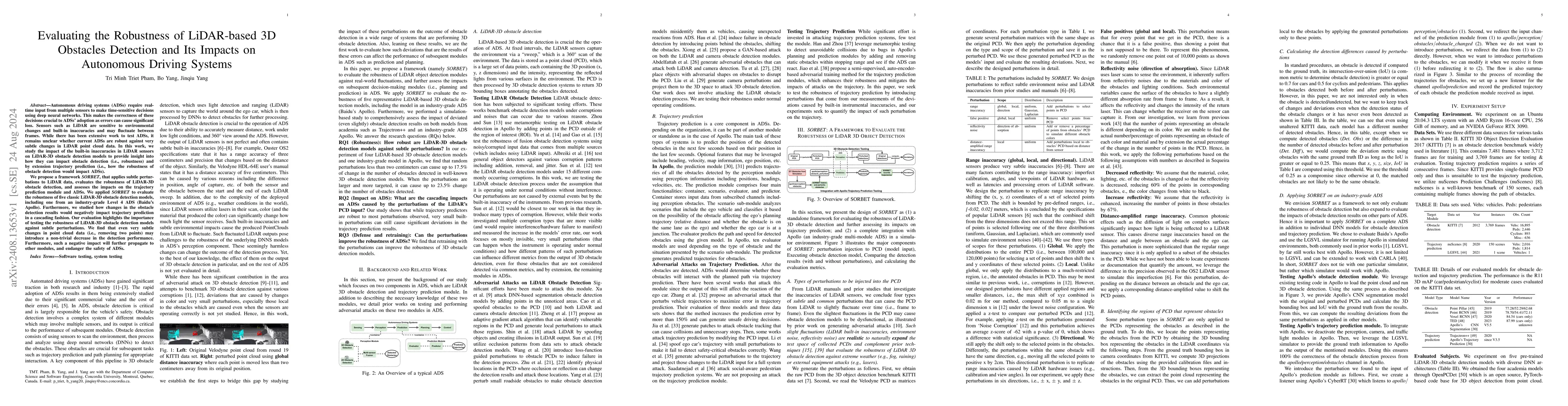 Thumbnail for Evaluating the Robustness of LiDAR-based 3D Obstacles Detection and Its
  Impacts on Autonomous Driving Systems
