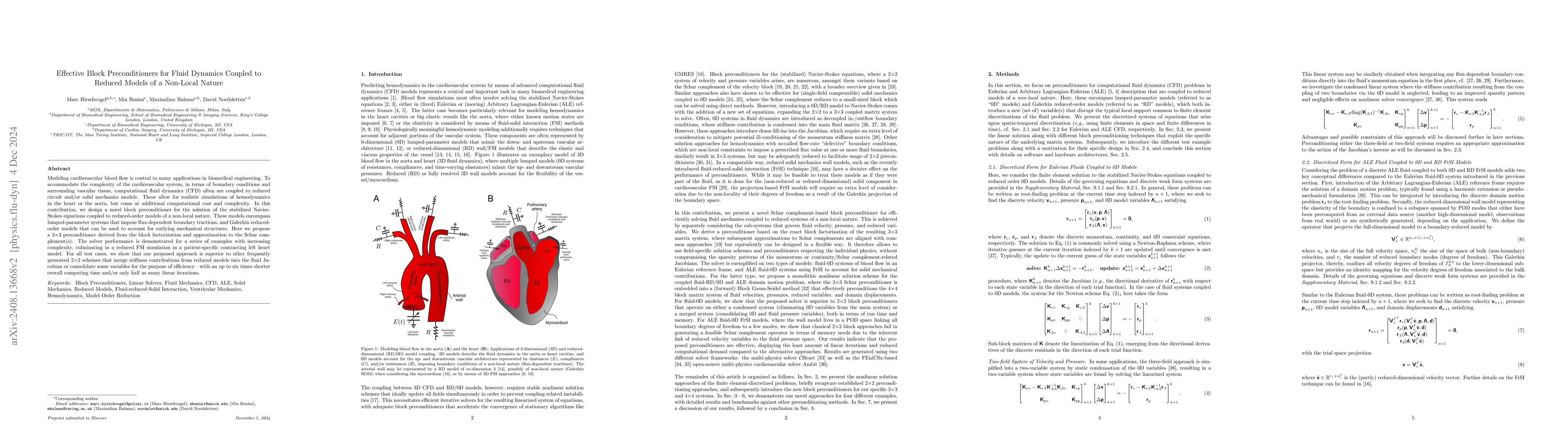 Thumbnail for Effective Block Preconditioners for Fluid Dynamics Coupled to Reduced
  Models of a Non-Local Nature