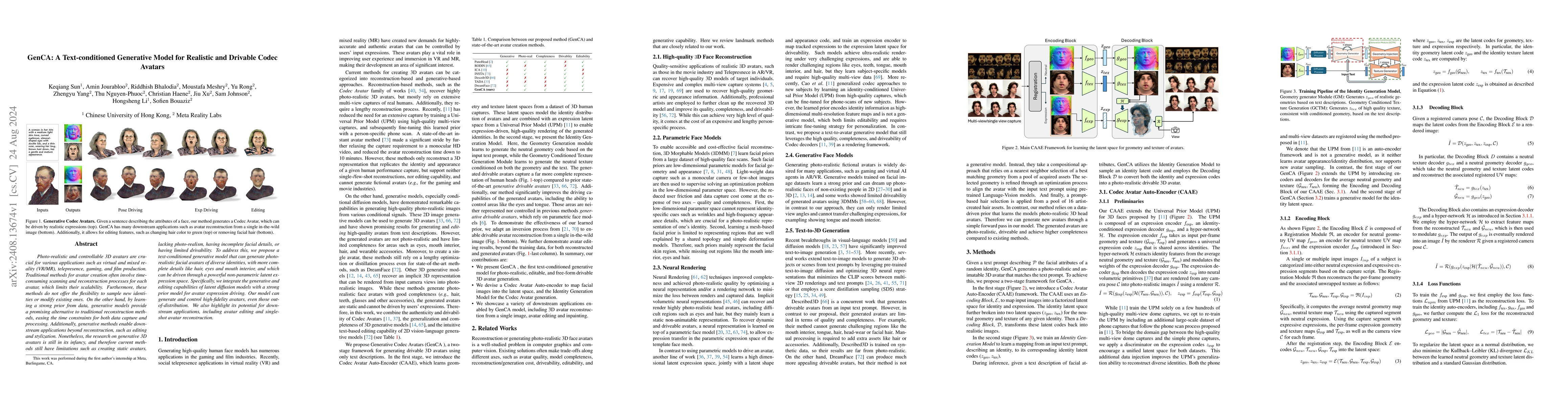 Thumbnail for GenCA: A Text-conditioned Generative Model for Realistic and Drivable
  Codec Avatars