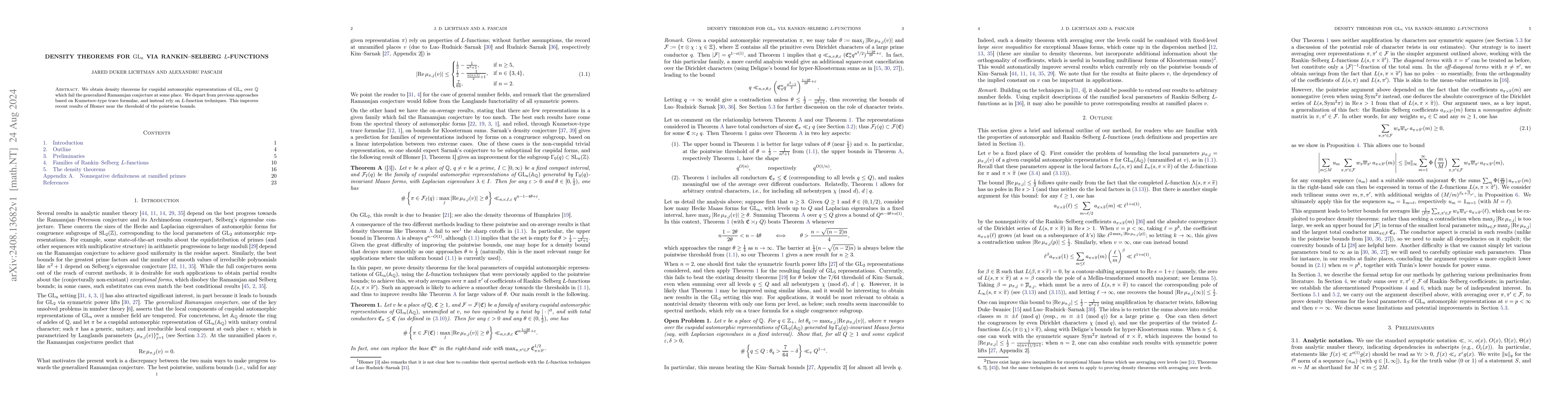 Thumbnail for Density theorems for $\text{GL}_n$ via Rankin-Selberg $L$-functions