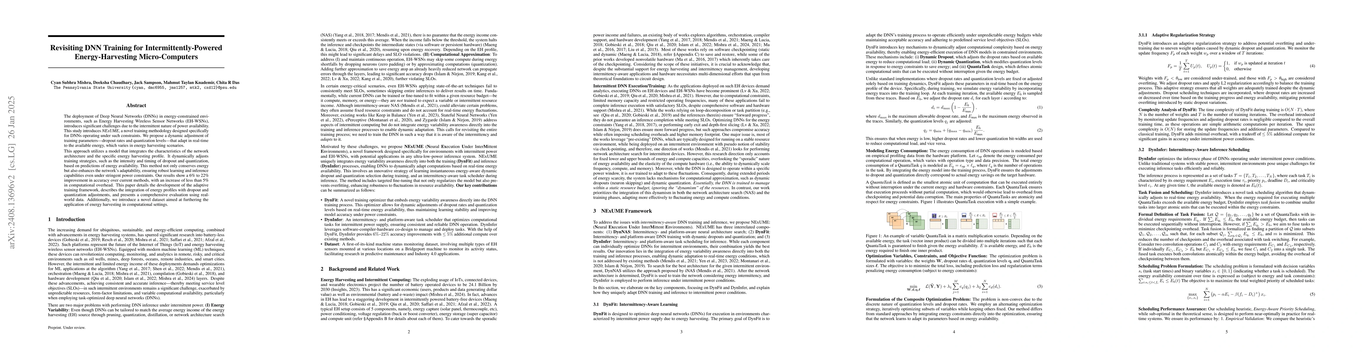 Thumbnail for Revisiting DNN Training for Intermittently Powered Energy Harvesting
  Micro Computers