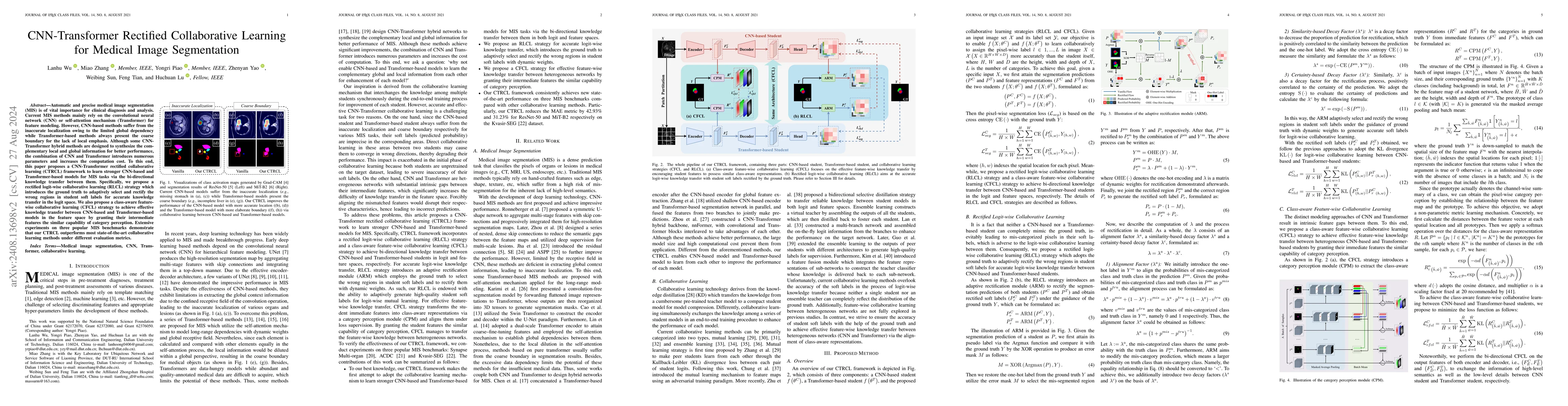 Thumbnail for CNN-Transformer Rectified Collaborative Learning for Medical Image
  Segmentation