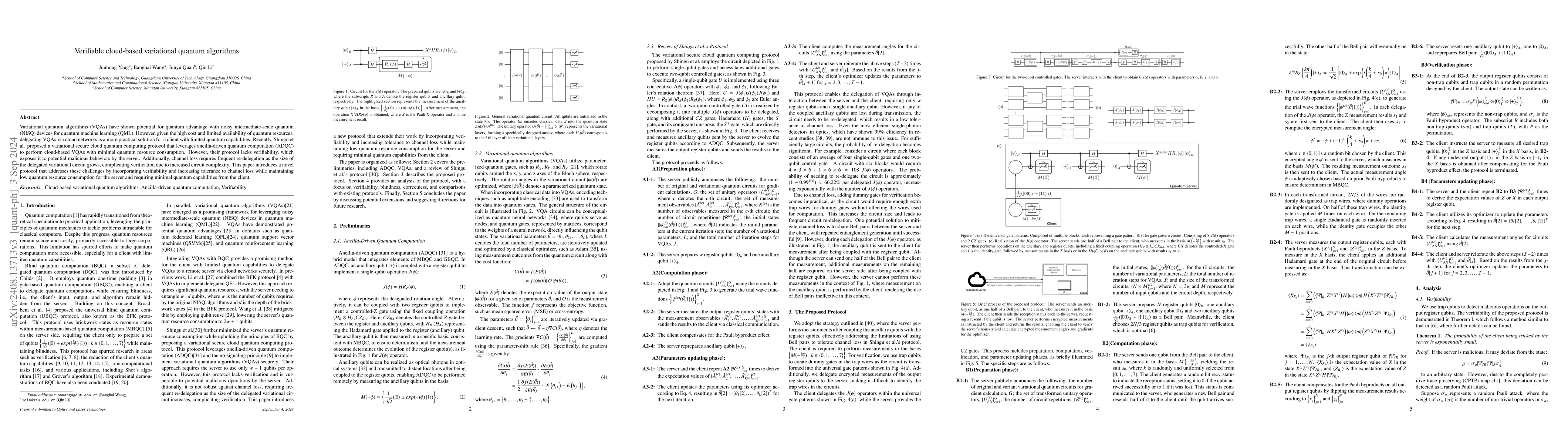Thumbnail for Verifiable cloud-based variational quantum algorithms
