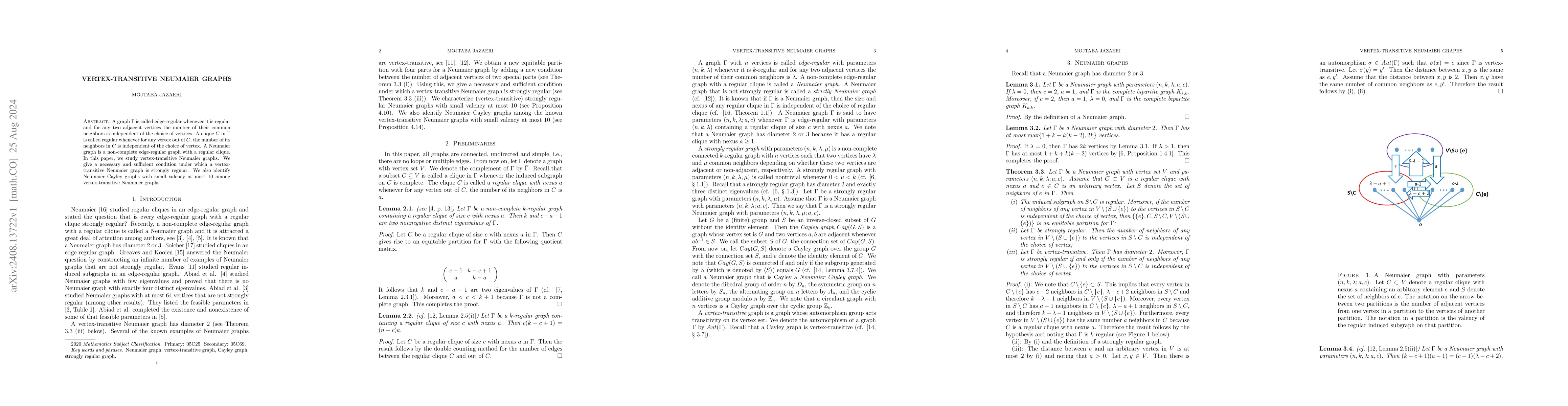 Thumbnail for Vertex-transitive Neumaier graphs