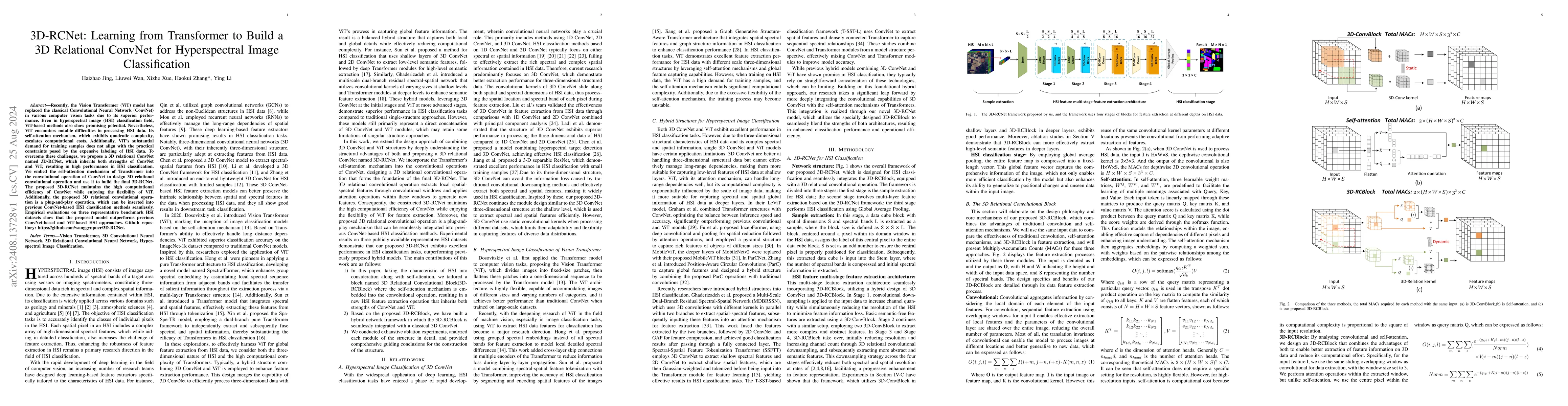 Thumbnail for 3D-RCNet: Learning from Transformer to Build a 3D Relational ConvNet for
  Hyperspectral Image Classification