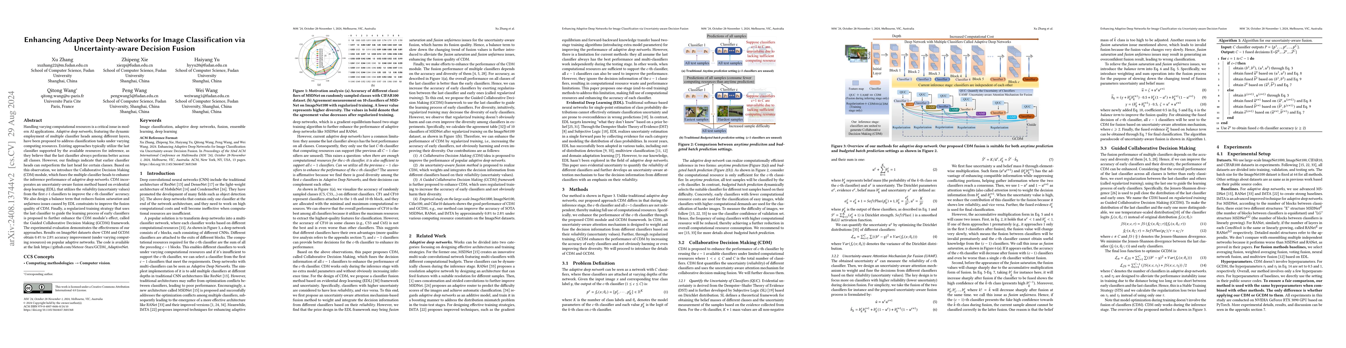 Thumbnail for Enhancing Adaptive Deep Networks for Image Classification via
  Uncertainty-aware Decision Fusion