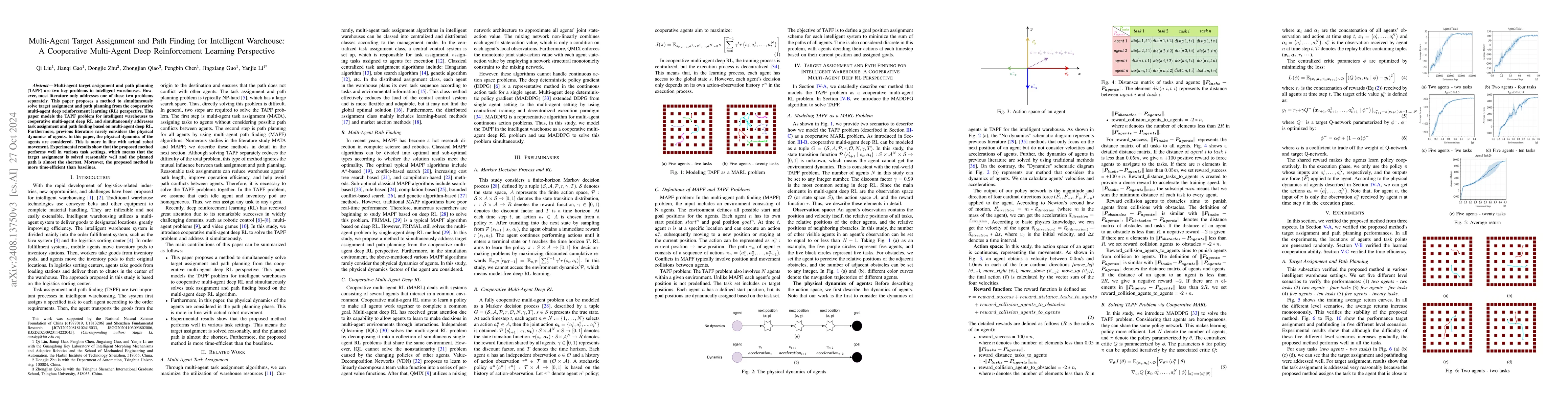 Thumbnail for Multi-Agent Target Assignment and Path Finding for Intelligent
  Warehouse: A Cooperative Multi-Agent Deep Reinforcement Learning Perspective