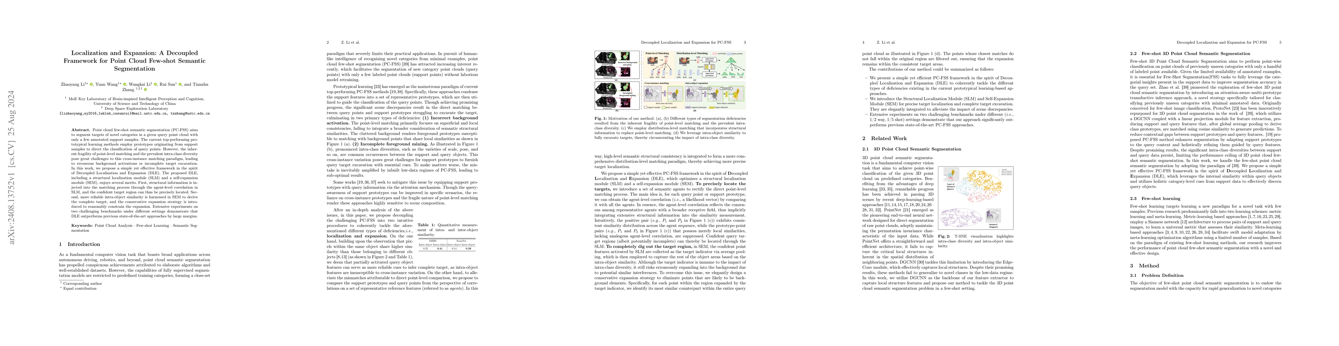 Thumbnail for Localization and Expansion: A Decoupled Framework for Point Cloud
  Few-shot Semantic Segmentation