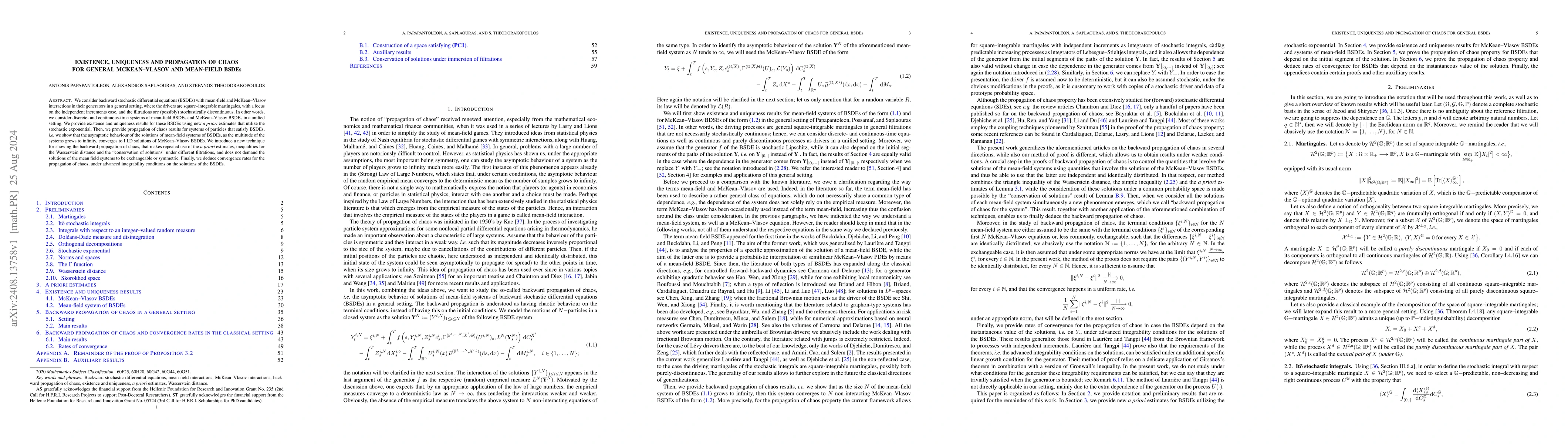 Thumbnail for Existence, uniqueness and propagation of chaos for general McKean-Vlasov
  and mean-field BSDEs