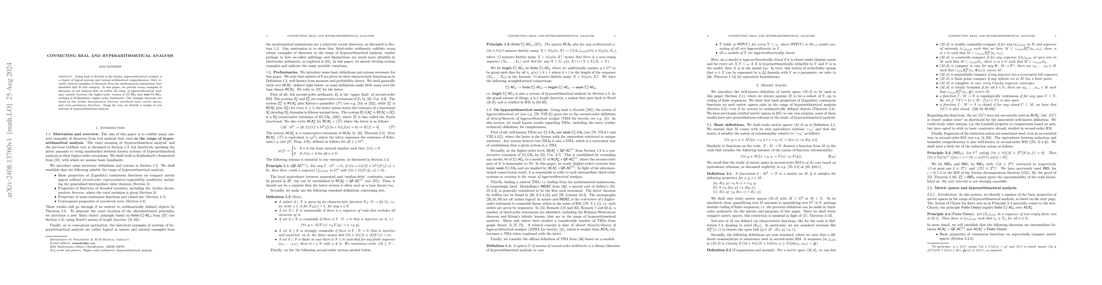 Thumbnail for Connecting real and hyperarithmetical analysis