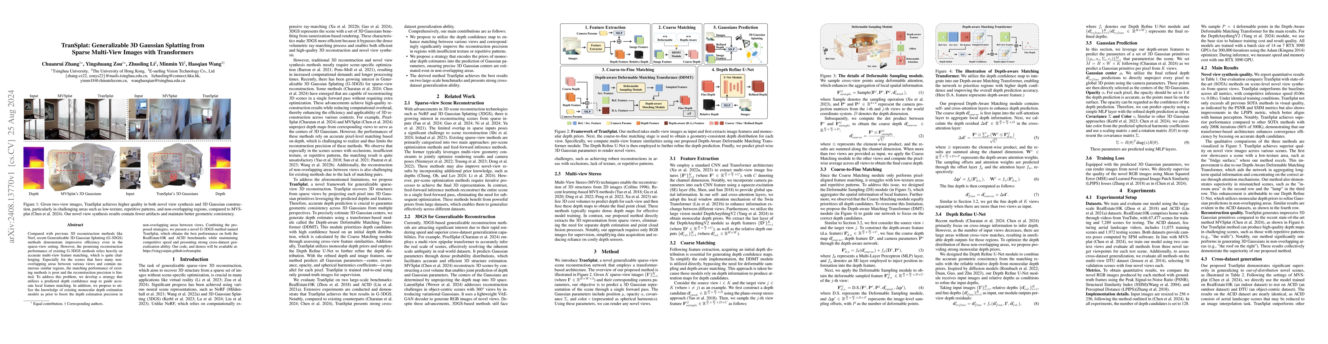Thumbnail for TranSplat: Generalizable 3D Gaussian Splatting from Sparse Multi-View
  Images with Transformers