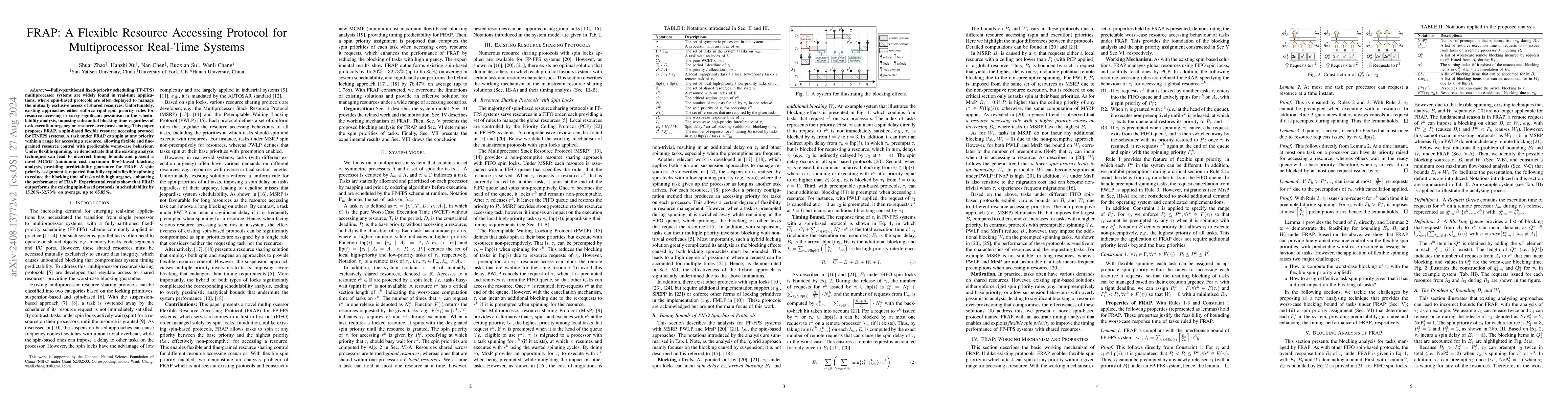 Thumbnail for FRAP: A Flexible Resource Accessing Protocol for Multiprocessor
  Real-Time Systems
