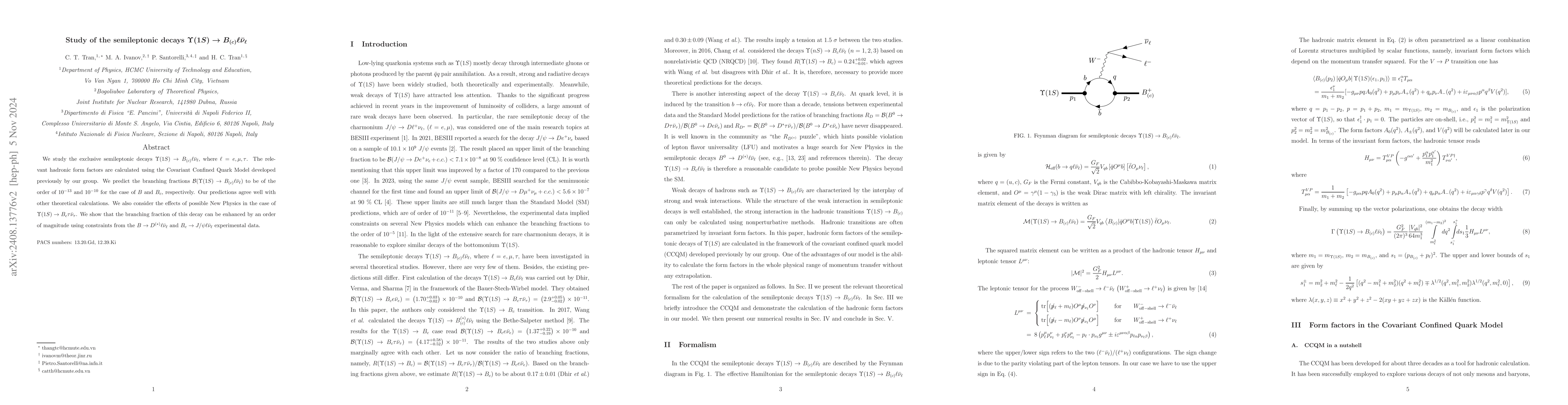Thumbnail for Study of the semileptonic decays $Υ(1S)\to
  B_{(c)}\ell\barν_\ell$