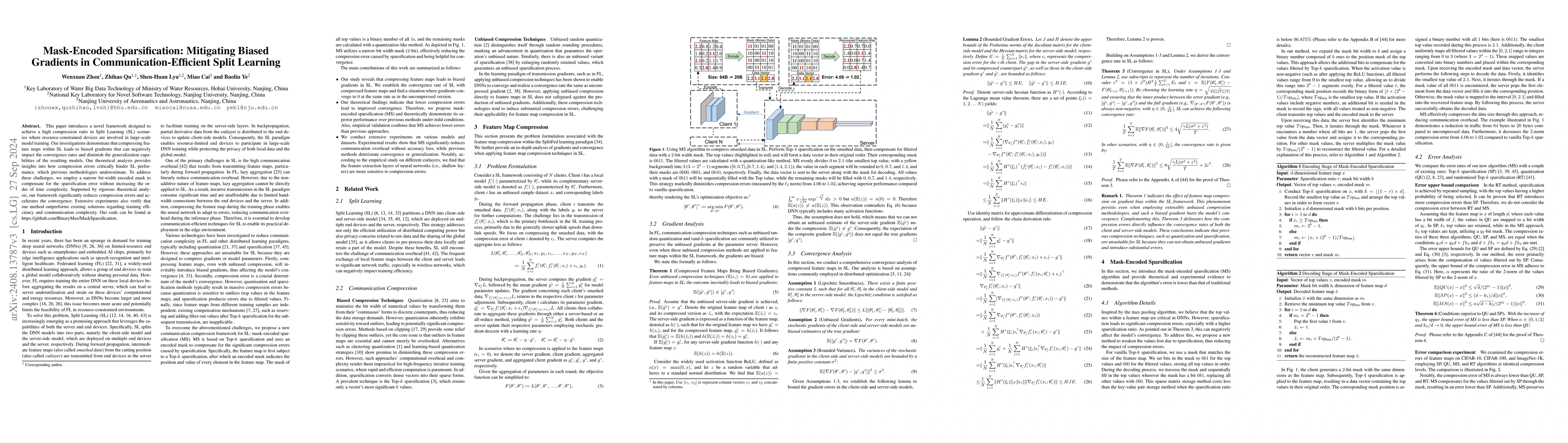 Thumbnail for Mask-Encoded Sparsification: Mitigating Biased Gradients in
  Communication-Efficient Split Learning