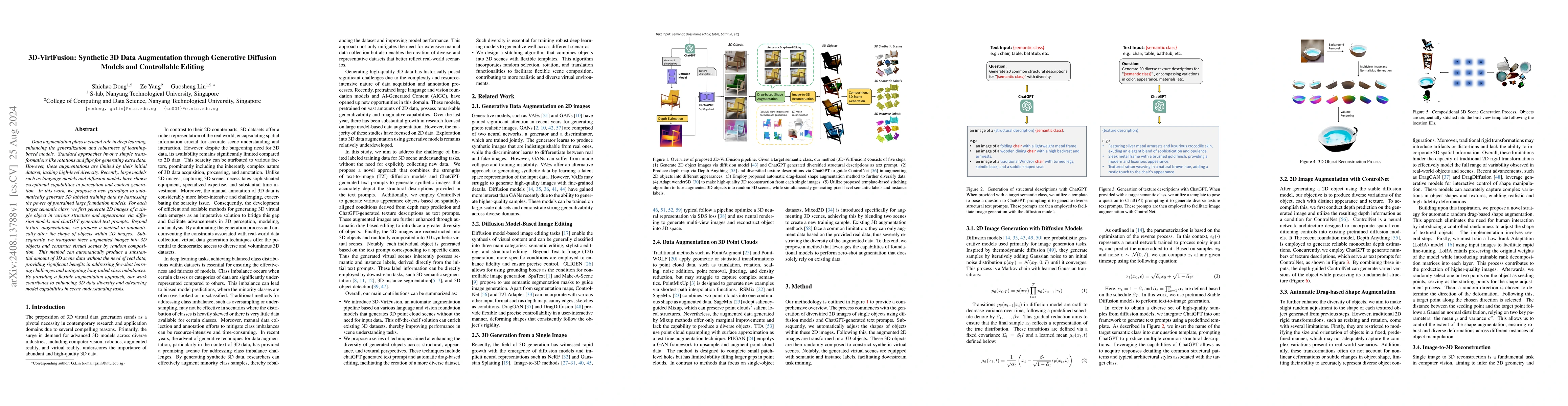 Thumbnail for 3D-VirtFusion: Synthetic 3D Data Augmentation through Generative
  Diffusion Models and Controllable Editing