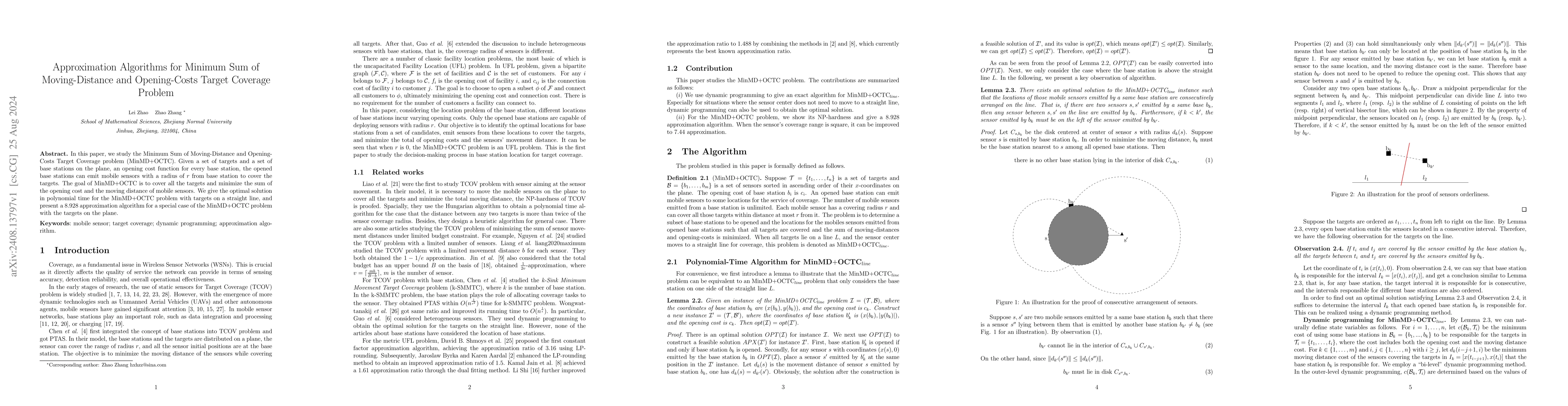 Thumbnail for Approximation Algorithms for Minimum Sum of Moving-Distance and
  Opening-Costs Target Coverage Problem